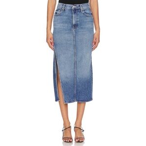 NWT Mother Superior The Split Second Skirt in Strike A Pose Midi Slit High Rise
